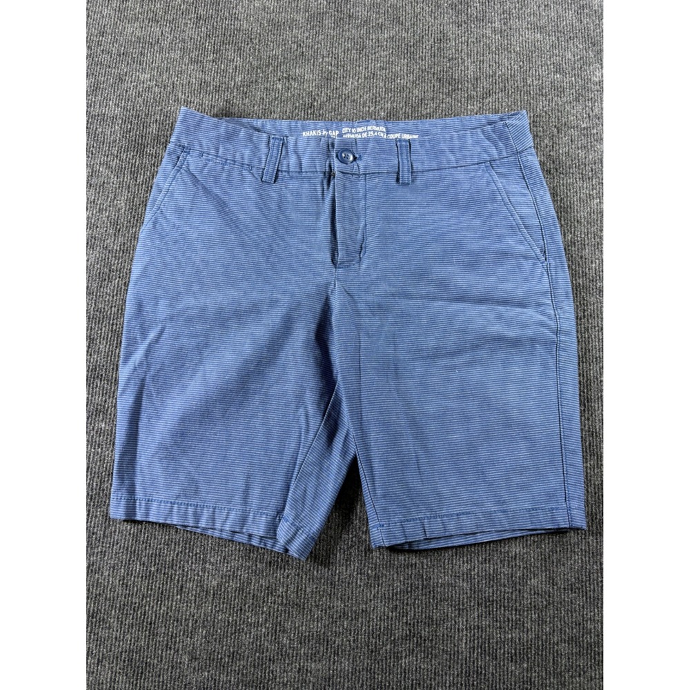 Gap Khakis City 10 Inch Bermuda Shorts Blue White Micro Stripe‎ Womens Size 4